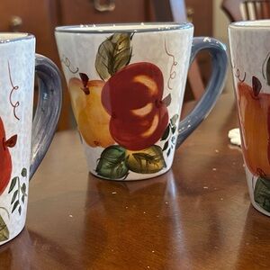 Oneida Multicolor Fruit Design Mugs